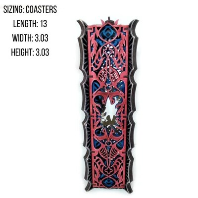 Urbalabs Layered Wooden Dragon Medieval Style Wine Bottle Holder Gift Box Custom Blue and Red Engraved Wine Bar Gifts Wood House Warming - image2